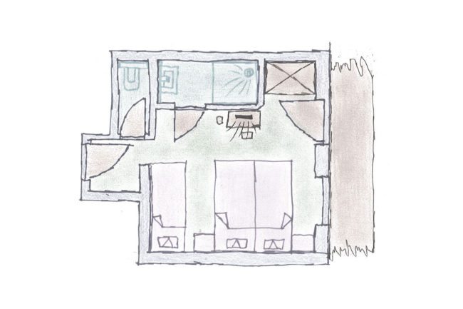 Grundriss - Dreibettzimmer - Urlaub am Bauernhof in Radstadt - Familienbauernhof Nöglhof